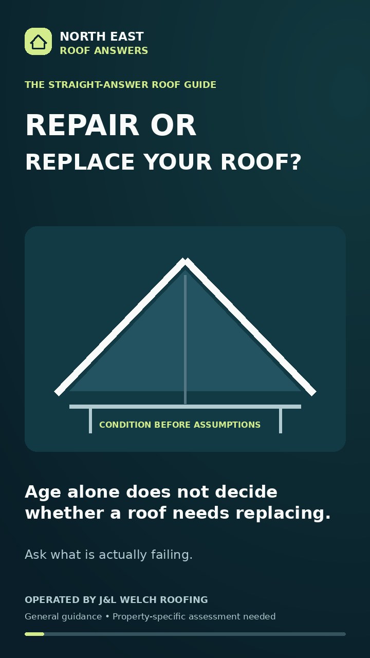 Title card: Repair or replace your roof?